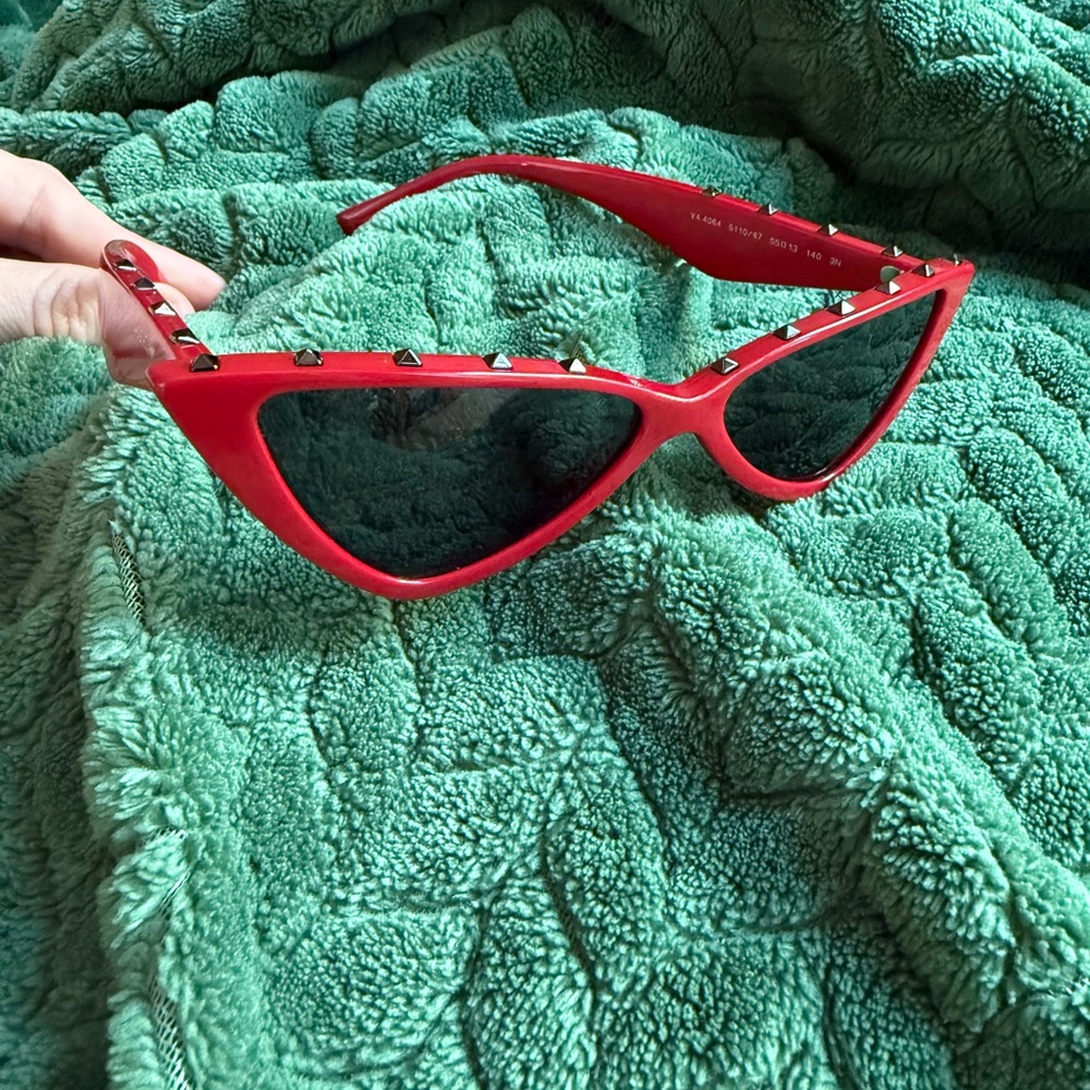 Valentino red rockstud cat eye sunglasses